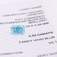 Diamant bleu fantaisie de laboratoire de 1 à 2,5 carats, taille Radiant, certifié IGCI, véritable couleur CVD