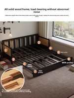 Sofá Cama de Madera Maciza con Tejido de Ratán Estilo Francés Vintage, Plegable, Extensible, Compacto, para Salas de Estar Pequeñas y Estudios