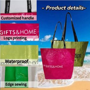 Sacs fourre-tout en PP tissé recyclé personnalisés en gros, couleur unie, résistants à l'eau, robustes, avec logo personnalisable - Product Image 3