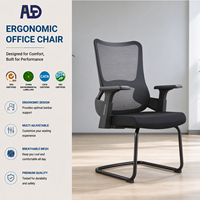 Chaise de bureau ergonomique à dossier haut en maille, hauteur réglable, accoudoirs 2D en PU, siège en mousse, structure métallique pour bureau à domicile