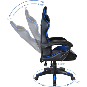 <span class=keywords><strong>Poltrona</strong></span> <span class=keywords><strong>da</strong></span> Ufficio Moderna di Alta Qualità, Nuovo Design Ergonomico, Comoda Sedia <span class=keywords><strong>da</strong></span> Gaming Sportiva Nera e Blu con Ruote - Product Image 6