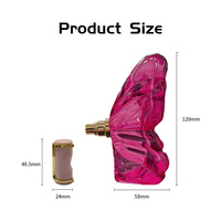 Flacon de parfum de luxe en verre vide pour femme, 80 ml, rouge rose, élégant, avec motif papillon, vente en gros, personnalisable, du fabricant Anding