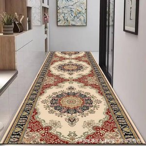 Alfombra de pasillo marroquí de la fábrica de alfombras Jiuzhen, con diseño geométrico, resistente a las manchas, lavable con agua, de terciopelo cristalino. - Product Image 1
