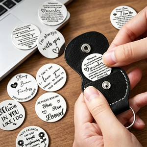 Moneda de Regalo Personalizada con Mensaje Grabado a Láser y Bolsa de Cuero PU, para Pensar en Ti - Product Image 2