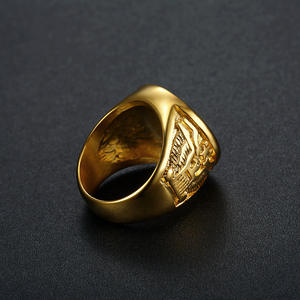 Anillo Hip Hop personalizado de acero inoxidable con águila y ancla, anillo para meñique chapado al vacío, joyería gótica <span class=keywords><strong>Punk</strong></span> dorada, anillo ajustable para hombres - Product Image 4