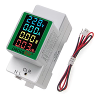 Medidor de CA monofásico tipo riel de 100A, 220V, 110V, V, voltaje Cuatro en Uno, energía, corriente, instrumento de monitoreo de factor de potencia