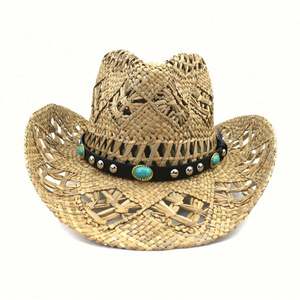Sombrero de Vaquero con Plumas, Estilo Nuevo, Cómodo, Natural, Hueco, Sombrero Mexicano para las Cuatro Estaciones, Viajes, Fiestas, Deportes, Pesca, Negocios - Product Image 2