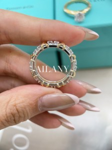 Schmuck Labor-Gezüchteter Diamant Platin 18K Massivgold Zweifarbig Breit mit Rundem Brillantschliff Modische Ringe - Product Image 5