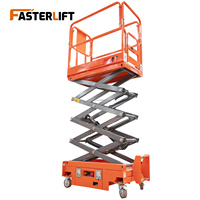 FASTERLIFT FL Mini-élévateur à ciseaux électrique portable 3m-5m autopropulsé avec pieds pliants en acier allié, empattement de 1050 mm