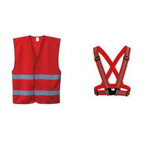 ENISO 20471中国定制标志高光反光红色蓝色保安交叉夹克反射穿越安全背心腰带
