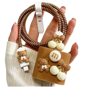 iPhone 15/14/13 18W/20w硅胶材料定制模具卡通<span class=keywords><strong>M</strong></span>熊设计螺旋绕线机充电器电缆保护器 - Product Image 1