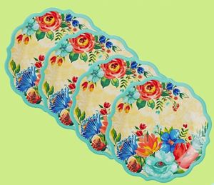 Modern Vintage Floral Paper <b>Plates</b> 9 Inches with Scalloped Edge for Mexican Fiestas and Spring Tea Floral Tea Party - Product Image 1