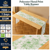 Chemin de table imprimé en polyester, option infroissable pour les acheteurs de matériel de restauration hôtelière, collections commerciales, commandes en gros