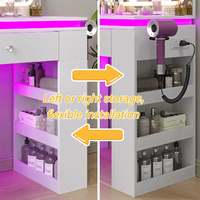 Vente en gros de coiffeuse blanche en MDF pour le maquillage avec miroir LED, 4 tiroirs et étagères de rangement