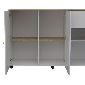 Sayville 2-Drawer 2-<b>Shelf</b> Kitchen Island White and <b>Pine</b> Dual Storage Cart - Product Image 5