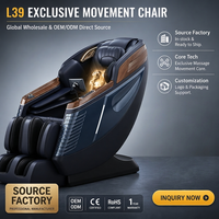 Fauteuil de massage robotisé de luxe L39 3D avec rail SL, commande vocale IA, accoudoirs ABS et éclairage LED pour villas de luxe et spas (vente en gros)