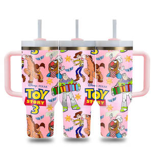 Bouteille d'eau isotherme en acier inoxydable de 40 oz avec couvercle et paille, motif dessin animé, vente en gros d'usine, conception personnalisée - Product Image 4