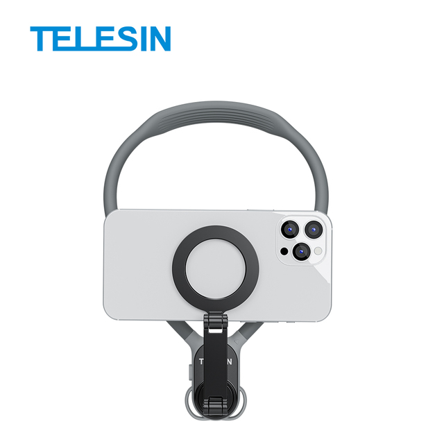 Telesin Phone Mount for Pov/vlog/video/recording Universal Handfree Flexible Silicone Lazy Magnetic Phone Neck Mount Holder