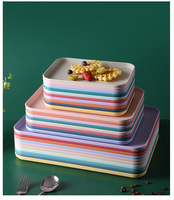 Plateau de service durable en paille de blé moderne pour restauration rapide, hôtels, desserts, restaurants, assiette de table, plateau de service, assiette en fibre de blé et plastique