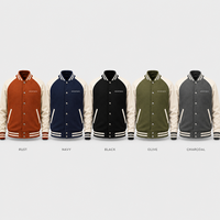 Blouson universitaire personnalisé en laine pour homme, bicolore crème et rouille, avec boutons-pression, poignets et ourlet côtelés, style Letterman, baseball, universitaire, décontracté, avec patchs
