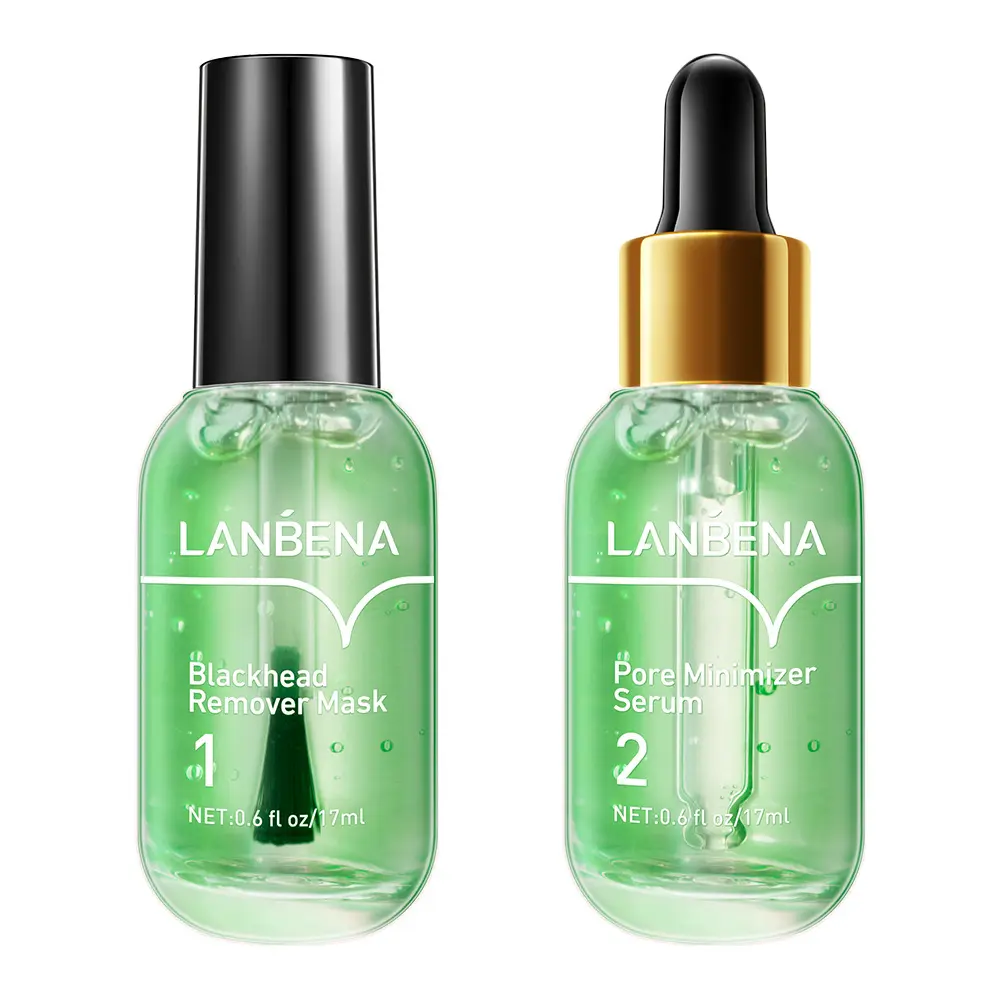 LANBENA siyah nokta Remover Serum kiti küçülen gözenek arındırıcı akne tedavisi Serum pürüzsüz sıkılaştırıcı cilt bakımı 100 adet kağıt seti