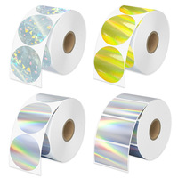 Rollo de Papel Térmico Holográfico Personalizado, Etiqueta Autoadhesiva Multiusos para Empaquetado de Productos, Marca y Logística