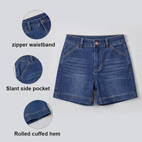 Shorts en jean pour femmes, doux et confortables avec poches, taille haute et ourlet retroussé, fabrication sur mesure, délai de livraison de 15 jours