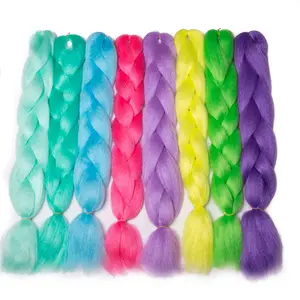 24 Zoll leuchtende Flechthaar verlängerungen Jumbo Crochet Braids Synthetische Frisur 100 gr/teil Pure Blonde Pink Green