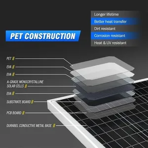 12V 100 wát linh hoạt Monocrystalline panel năng lượng mặt trời không thấm nước panel năng lượng mặt trời cho xe/thuyền/sử dụng nhà 200 Wát sạc công suất Sản xuất tại Trung Quốc