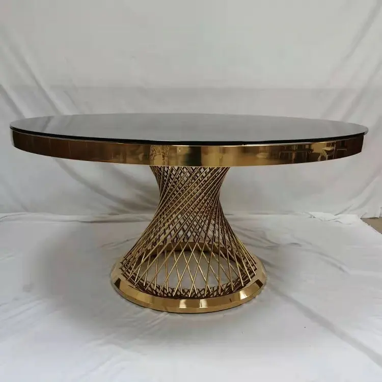 Популярный дизайн, обеденный стол из нержавеющей стали, круглый стеклянный стол
