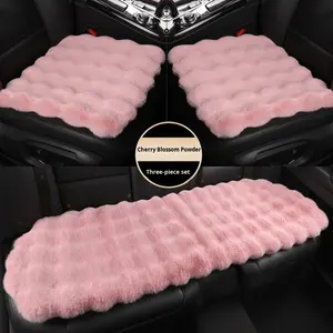 Toptan evrensel 3 parça Set kış araba koltuk minderi imitasyon tavşan kürk araba klozet kapağı kalın peluş yumuşak ve sıcak - Product Image 1
