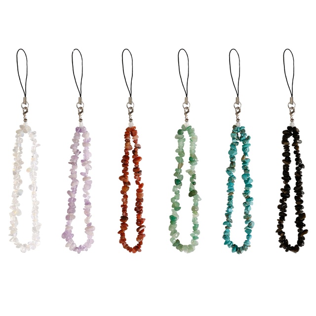 Natural Crystal Phone Chain DIY Beaded Colorful Gemstone Crushed Stone Phone Strap Wrist Strap Phone Pendant