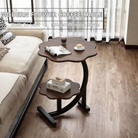 Table basse en bois en forme de fleur, moderne et contemporaine, mobile, combinable, pieds en métal, pour salon, bar à domicile, bureau, salle à manger, parc