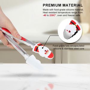 Multifunctional Christmas Cartoon Kitchen Food <b>Clip</b> Durable Anti-Skid BPA-Free Silicone Meat Steak Cooking Tong for Barbecue - Product Image 3