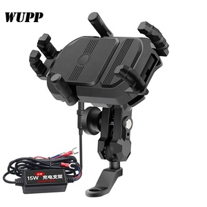 Support de téléphone portable sans fil antivol et étanche pour moto avec port DC, charge rapide 15W, rotation à 360 degrés, fixation sur rétroviseur - Product Image 5