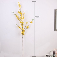 Grosir buatan sutra kuning Musim Semi Forsythia bunga cabang untuk pesta pernikahan liburan dekorasi-untuk wisuda Hari Ibu
