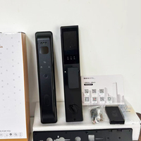 Serrure de porte intelligente A60 noir mat avec WiFi et contrôle par application, en alliage d'aluminium pour portes résidentielles et accès par code