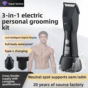 Tondeuse Intime Électrique pour Hommes, Corps Entièrement Étanche en Acier Inoxydable, Écran LCD, Rechargeable, pour Zones Intimes - Product Image 5