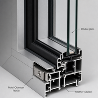Porte pliante extérieure moderne en aluminium et verre, certifiée et standardisée, pour villa, maison, ou garage.