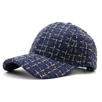 Gorra de Tweed a cuadros en blanco y negro para mujer de otoño e invierno, sombrero de 6 paneles, sombrero de moda para mujer, gorras deportivas para mujer, gorra de béisbol