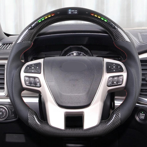 Volante Deportivo Todoterreno Personalizado, Iluminado, <span class=keywords><strong>de</strong></span> Fibra <span class=keywords><strong>de</strong></span> Carbono y Cuero Perforado, Compatible con Ford Ranger Everest 2016-2020 - Product Image 1