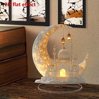 Vente en gros d'ornements de château en forme de croissant en acrylique 2D Décoration de la maison à la mode et signe de table Happy Eid Cadeaux de fête pour la décoration de la maison