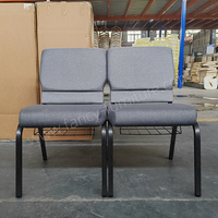 Chaises rembourrées épaisses personnalisées OEM pour pasteur, chaises d'église empilables en tissu rembourré pour auditorium