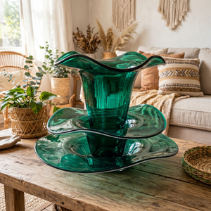 Green Glass <b>Aroma</b> Oil Warmer Electric Fragrance Burner Floral Glass Aromatherapy <b>Lamp</b> for Home Decor - Product Image 1