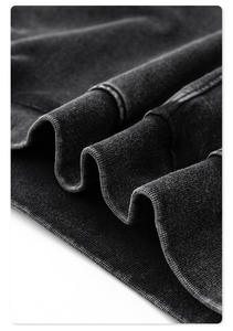 Sweatshirt à capuche unisexe avec logo personnalisé Sweatshirts à capuche et sweatshirts pour hommes avec broderie noire délavés à l'acide Sweat à capuche surdimensionné en détresse - Product Image 4