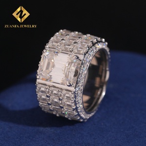 Hip Hop Fine Jewelry Iced Out Emerald Cut Moissanite Diamond <b>Ring</b> for <b>Men</b> Gra Certificate 925 <b>Sterling</b> <b>Silver</b> - Product Image 6