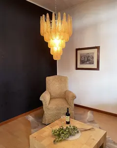 ECOJAS 마스터 침실 식당 거실 이탈리아 디자인 유리 샹들리에에 대 한 맞춤형 무라노 황금 유리 샹들리에