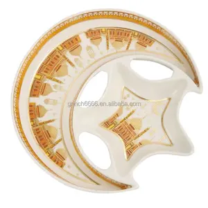 Keramik Stern Mond geformte Serviert ablett Eid Ramadan Platte, Gericht Ramadan Kareem Dekoration Tablett Eid Mubarak Dessert Tablett