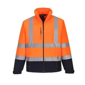 高能见度对比色工作夹克经典组合工作外壳反光安全工人夹克