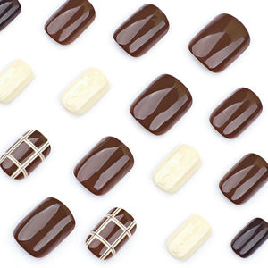 24 piezas de color sólido marrón oscuro Maillard Otoño e Invierno arte de <span class=keywords><strong>uñas</strong></span> cuadrado corto acrílico Prensa en <span class=keywords><strong>uñas</strong></span> personalizar <span class=keywords><strong>uñas</strong></span> postizas 3623 - Product Image 5